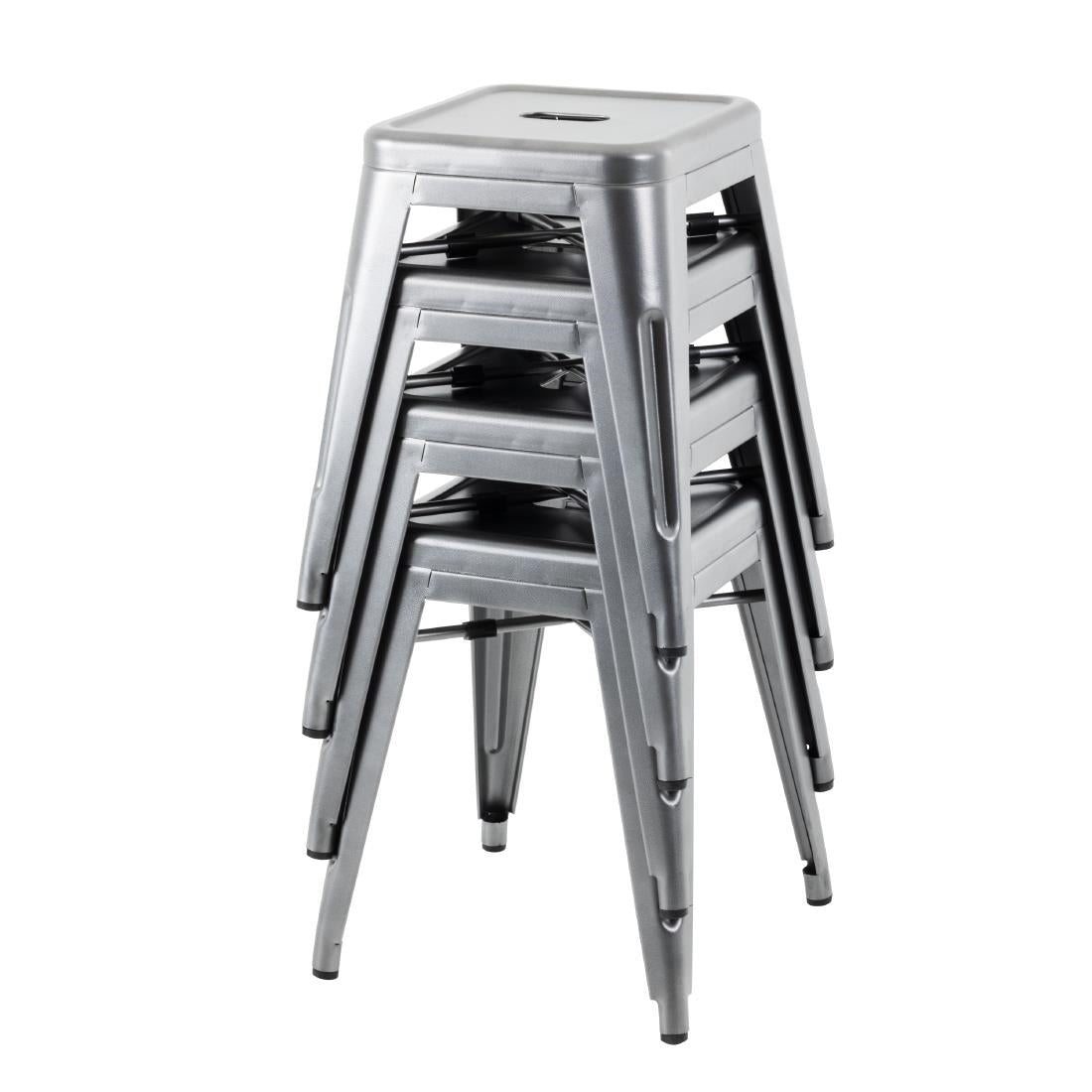Tabourets bas Bolero Bistro en acier gris métal (lot de 4) — DM933