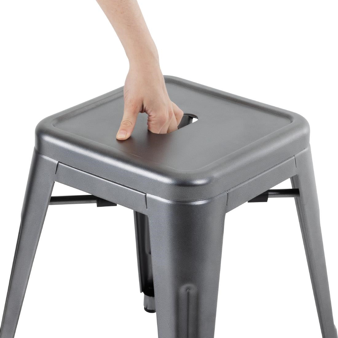 Tabourets bas Bolero Bistro en acier gris métal (lot de 4) — DM933