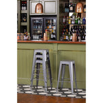 Tabourets hauts en acier galvanisé Bolero Bistro gris métalisé (lot de 4) — DM934