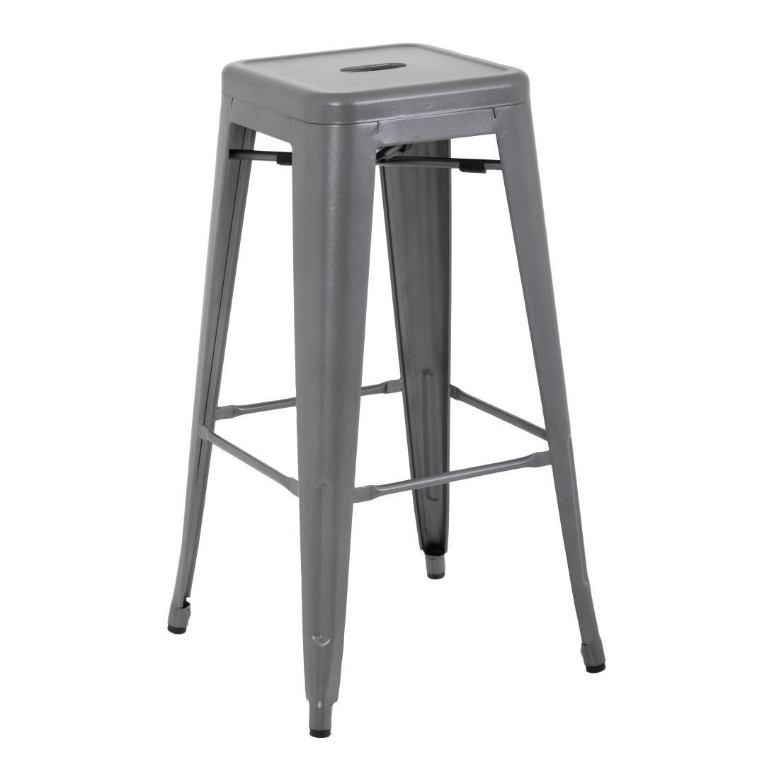 Tabourets hauts en acier galvanisé Bolero Bistro gris métalisé (lot de 4) — DM934