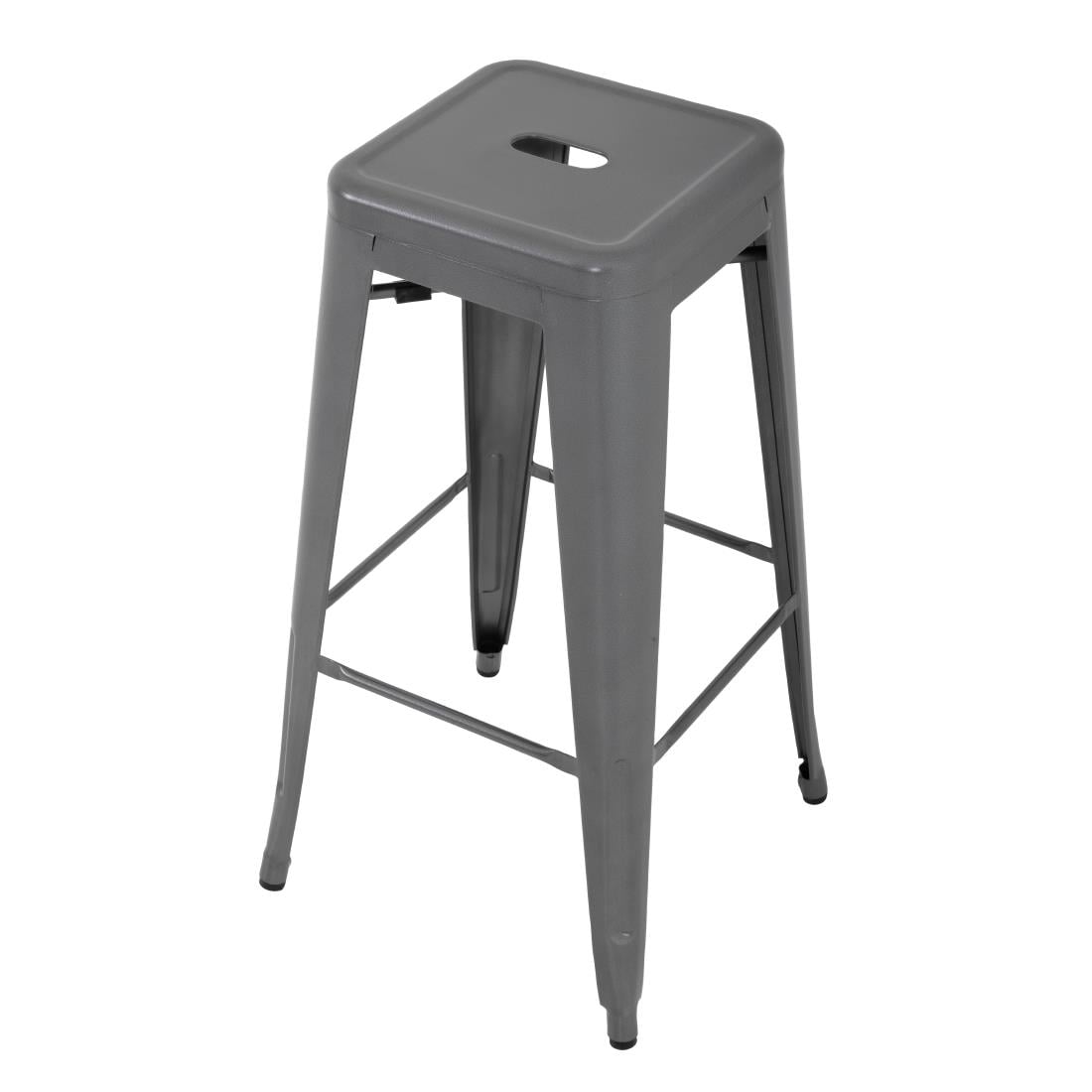 Tabourets hauts en acier galvanisé Bolero Bistro gris métalisé (lot de 4) — DM934