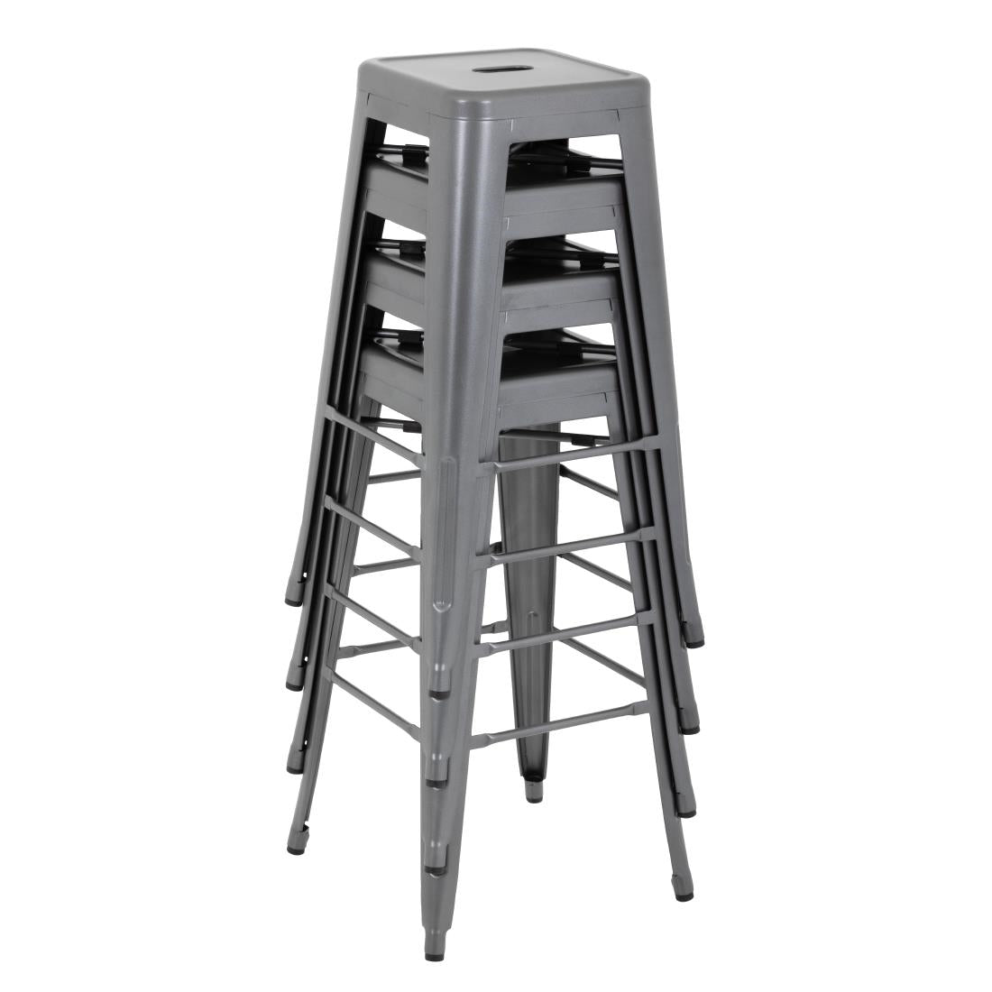 Tabourets hauts en acier galvanisé Bolero Bistro gris métalisé (lot de 4) — DM934