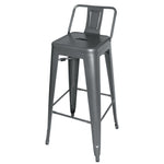 Tabourets hauts en acier gris métal avec dossier Bolero Bistro (lot de 4) — DM935