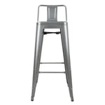 Tabourets hauts en acier gris métal avec dossier Bolero Bistro (lot de 4) — DM935