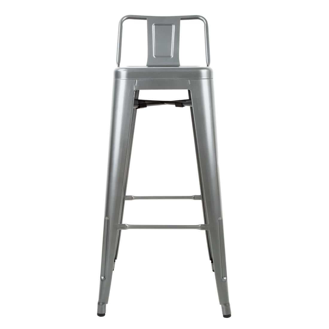 Tabourets hauts en acier gris métal avec dossier Bolero Bistro (lot de 4) — DM935