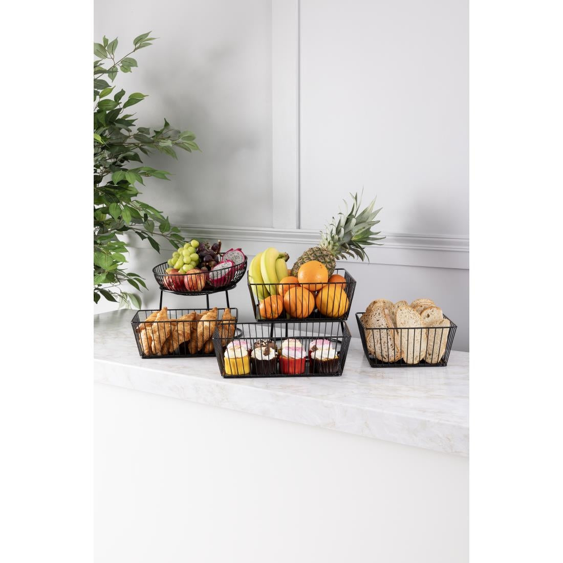 Panier de présentation carré métallique Olympia noir 280x280x100mm — DP673