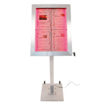 Porte-menu à LED couleurs en inox Securit 4xA4 avec poteau et socle — DP704