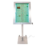 Porte-menu à LED couleurs en inox Securit 4xA4 avec poteau et socle — DP704