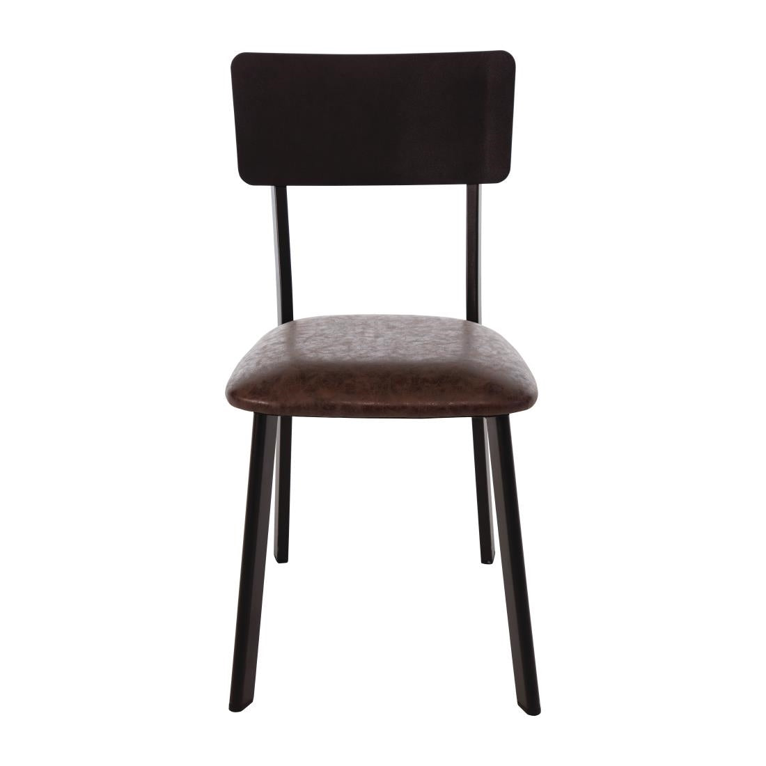 Chaises en metal assise PU moka vintage Bolero (lot de 4) — DR301