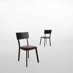 Chaises en metal assise PU moka vintage Bolero (lot de 4) — DR301