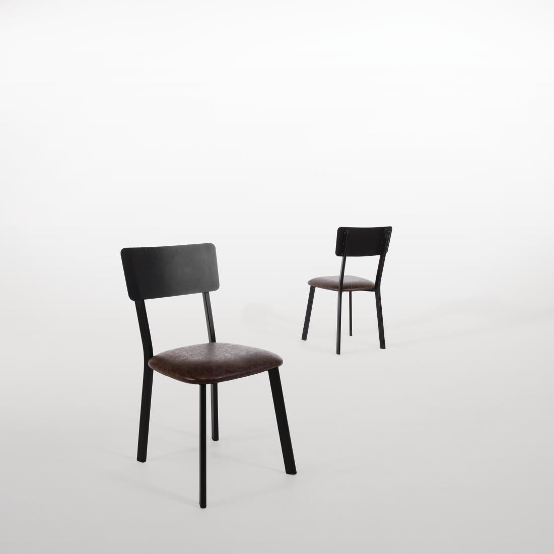 Chaises en metal assise PU moka vintage Bolero (lot de 4) — DR301