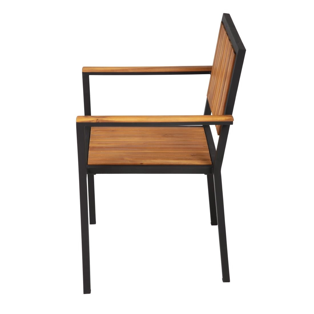 Fauteuils en acier et acacia Bolero (lot de 4) — DS151