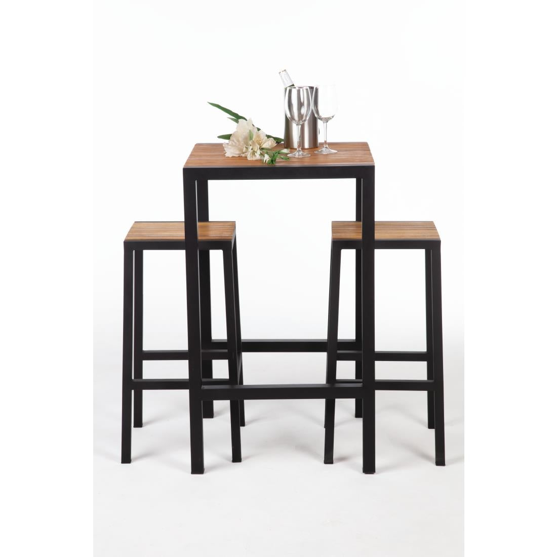 Mange-debout carré en acier et acacia Bolero 60 cm — DS155