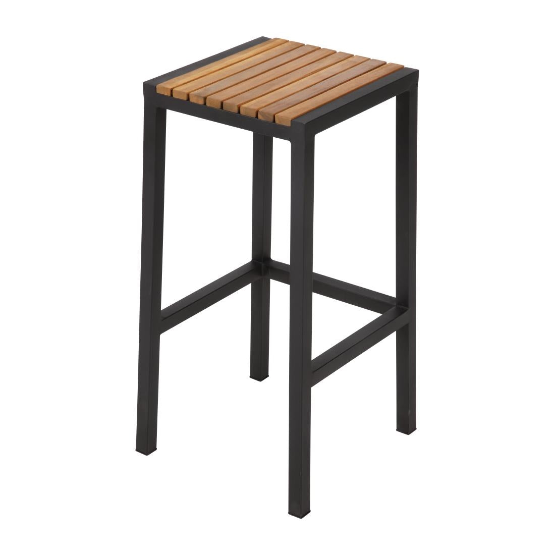 Tabourets de bar en acier noir et acacia Bolero (lot de 2) — DS156