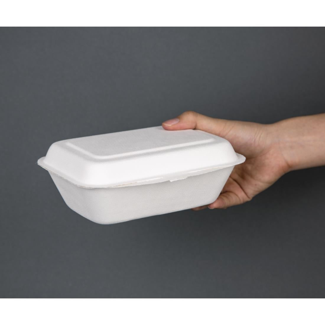 Barquettes à charnière en bagasse compostables Fiesta Compostable 18,2 cm (lot de 250) — DW248