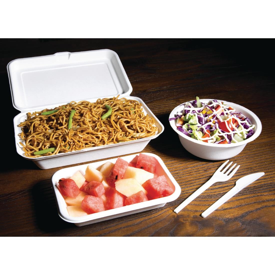 Barquettes à charnière en bagasse Fiesta Compostable 248mm (lot de 250) — DW249