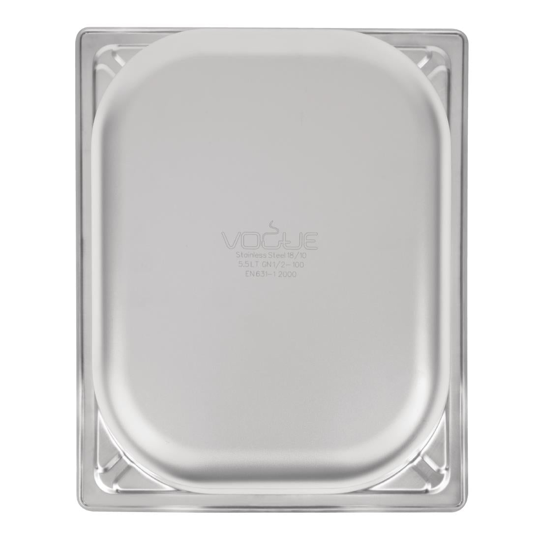 Bac inox 18/10 professionnel Vogue GN 1/2 100mm — DW439