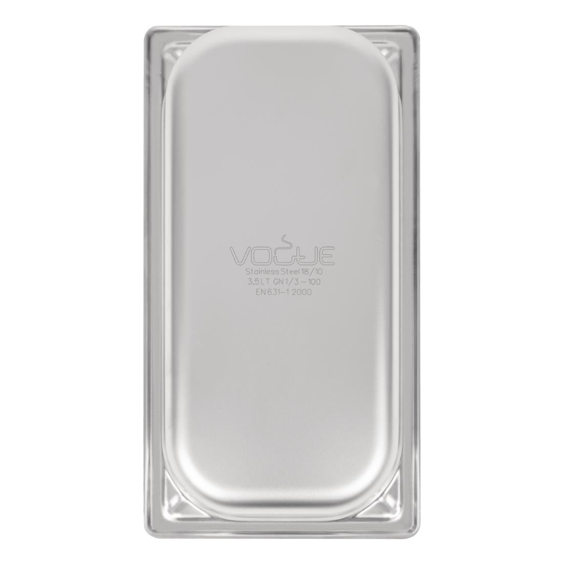 Bac inox 18/10 professionnel Vogue GN 1/3 100mm — DW443