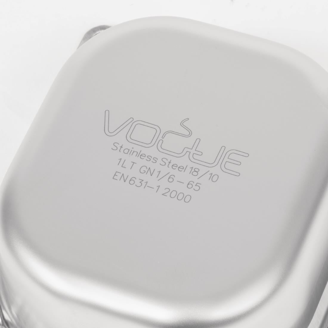 Bac inox 18/10 professionnel Vogue GN 1/6 65mm — DW449