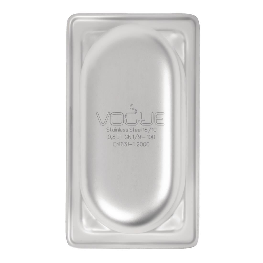 Bac inox 18/10 professionnel Vogue GN 1/9 100mm — DW454