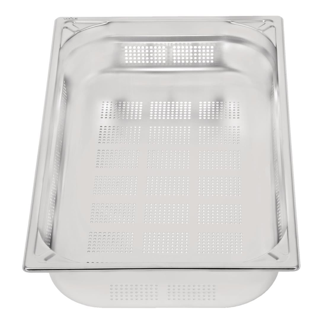 Bac inox 18/10 perforé GN 1/1 professionnel Vogue 100mm — DW462
