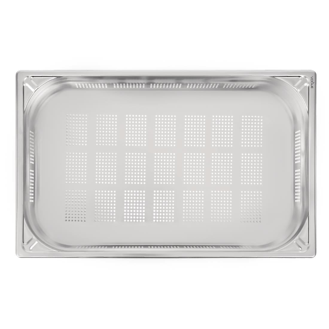 Bac inox 18/10 perforé GN 1/1 professionnel Vogue 100mm — DW462