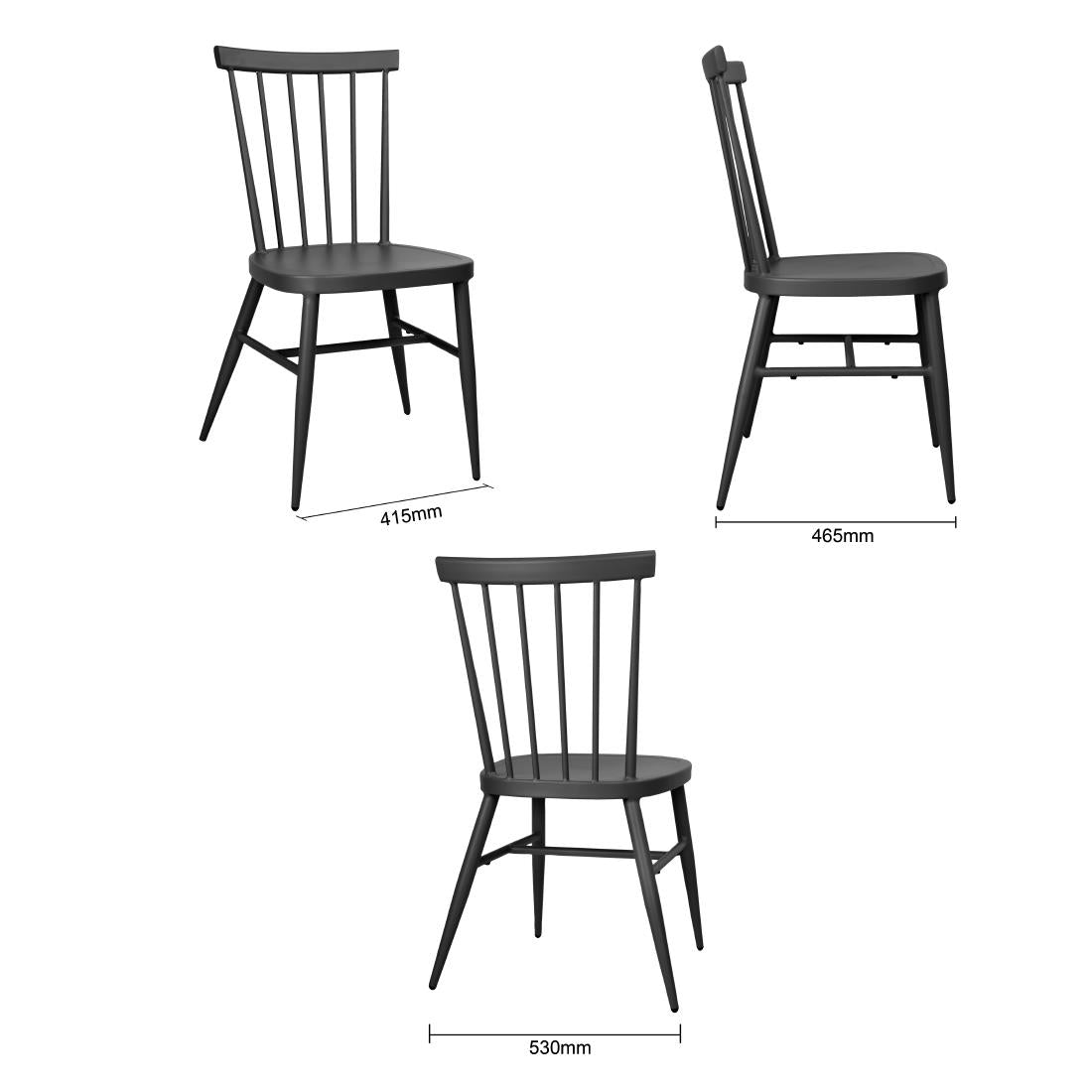 Chaises en aluminium Bolero Windsor noires (lot de 4) — DX686