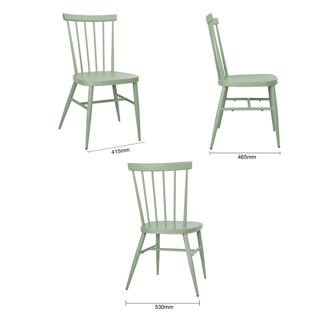 Chaises en aluminium Bolero Windsor vertes (lot de 4) — DX687