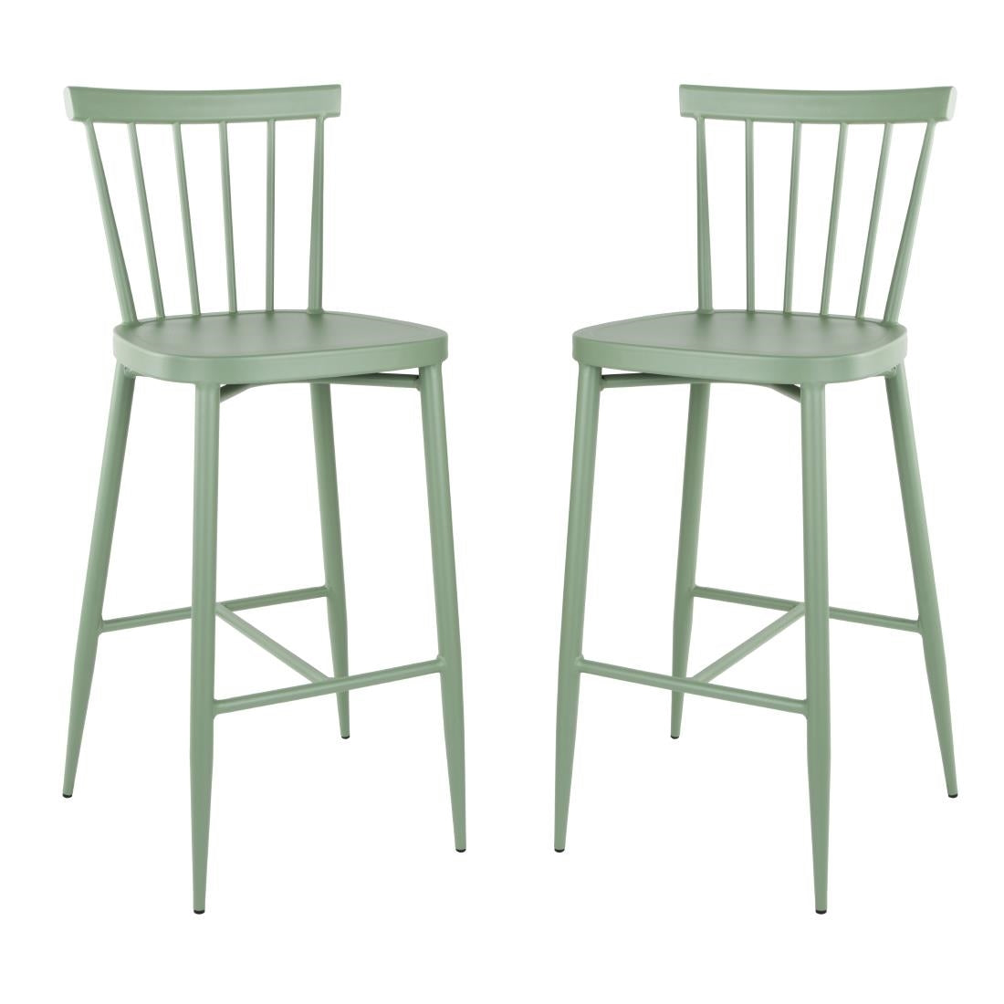 Tabourets hauts en aluminium Bolero Windsor verts (lot de 2) — DX689