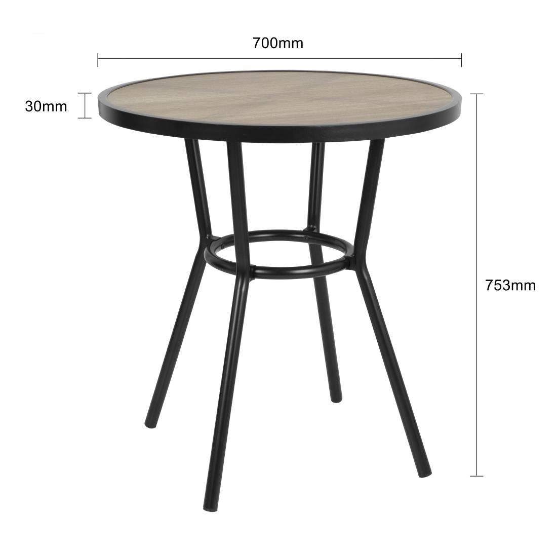 Table ronde d'extérieur Marston Bolero noire 700mm — DX986