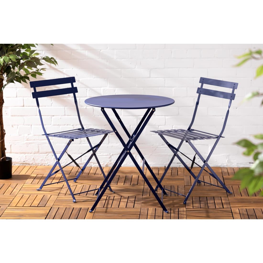 Table de terrasse ronde Bolero Perth bleu marine foncé — DZ875