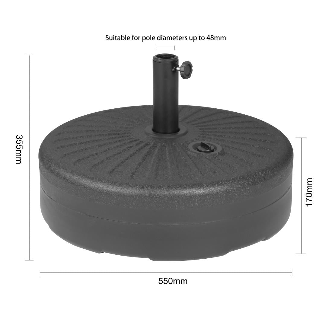 Pied de parasol en plastique noir Bolero 40L — DZ884