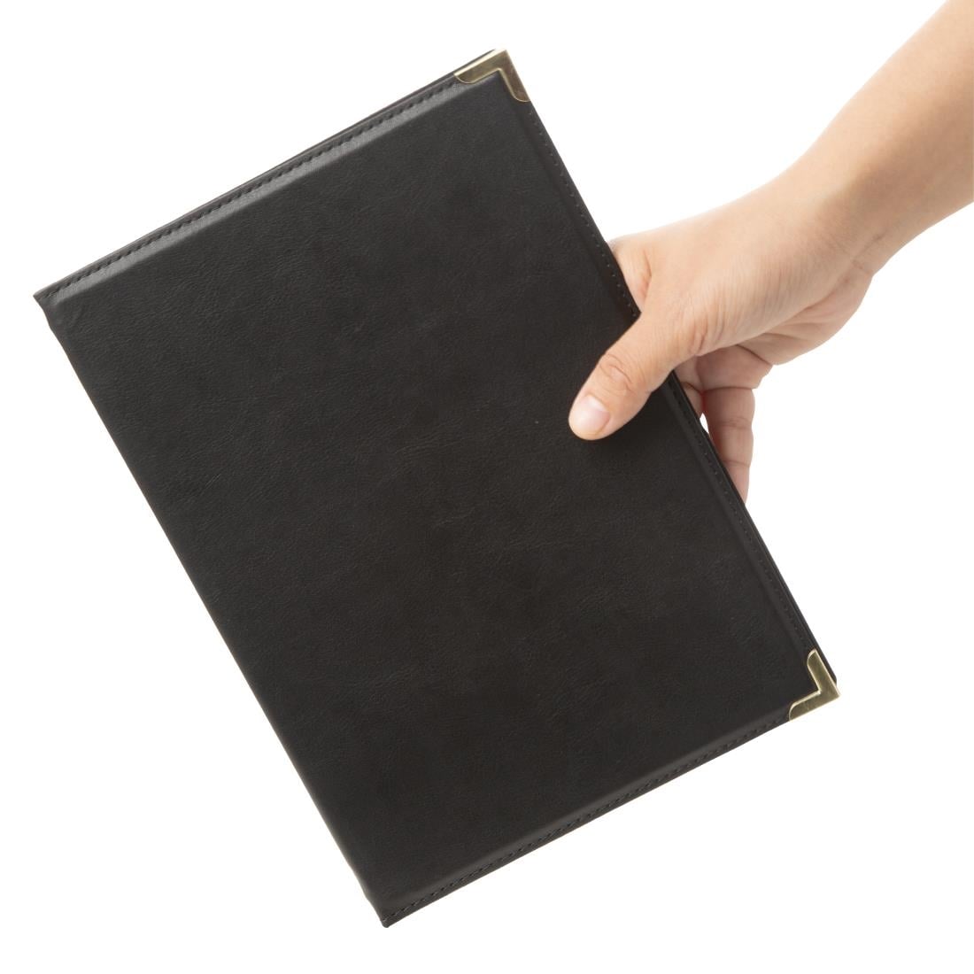 Protège-menus en simili cuir Olympia A5 noir — E223