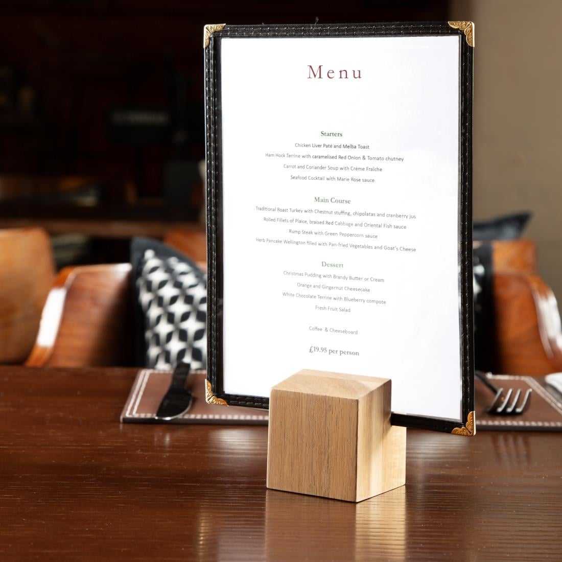 Protège-menus style américain Olympia A5 deux vues noir — E290