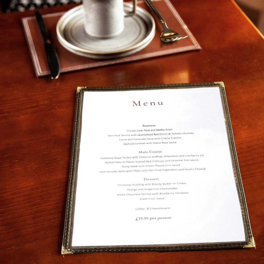 Protège-menu style américain deux pages Olympia A4 noir — E292