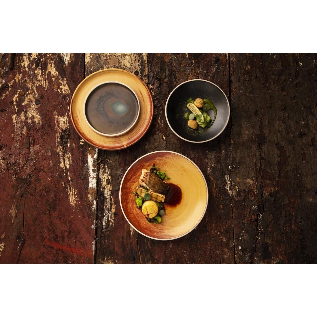 Assiettes plates terre de sienne Olympia Canvas 265mm (lot de 6) — FA310