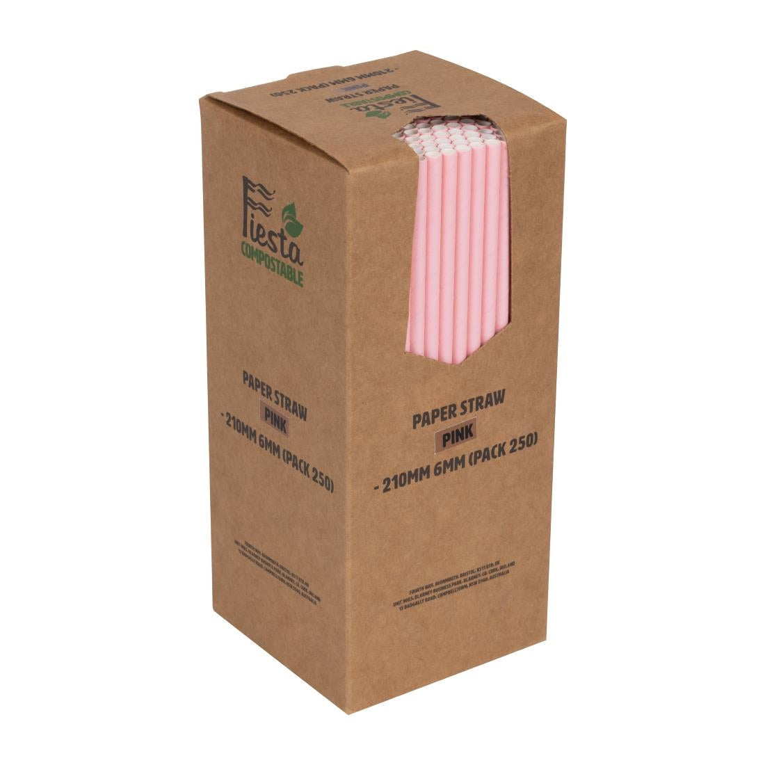 Pailles compostables en papier roses Fiesta Compostable (lot de 250) — FB139