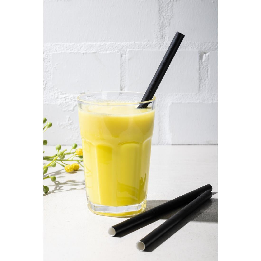 Pailles à smoothie en papier Fiesta Compostable noires 210mm (lot de 250) — FB145