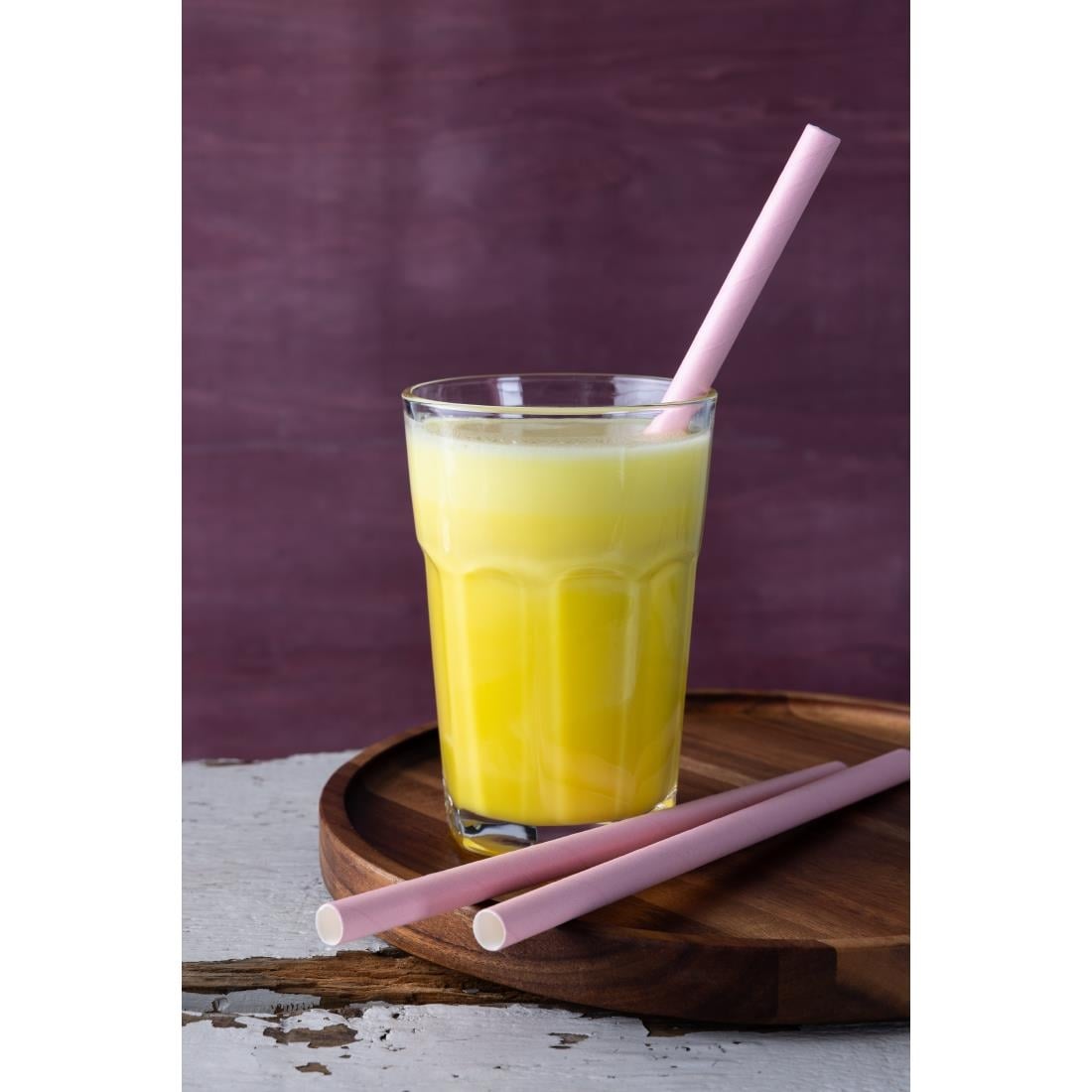 Pailles à smoothie en papier Fiesta Compostable roses 210mm (lot de 250) — FB149