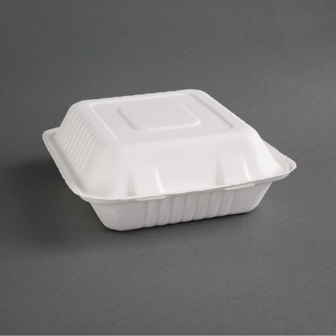 Boîtes 3 compartiments avec couvercle à charnière compostables en bagasse Fiesta Compostable 201mm (lot de 200) — FC526