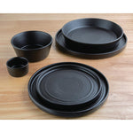 Bols plats ronds texturés Olympia Cavolo noirs 143mm (lot de 6) — FD906