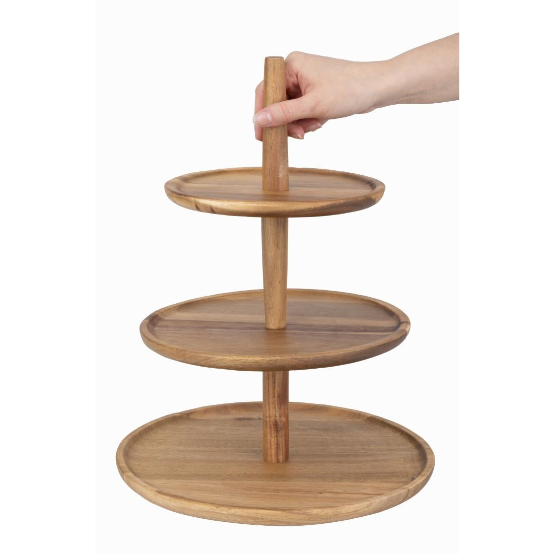 Présentoir en acacia 3 niveaux Olympia 305(Ø) x 395(H)mm — FE152