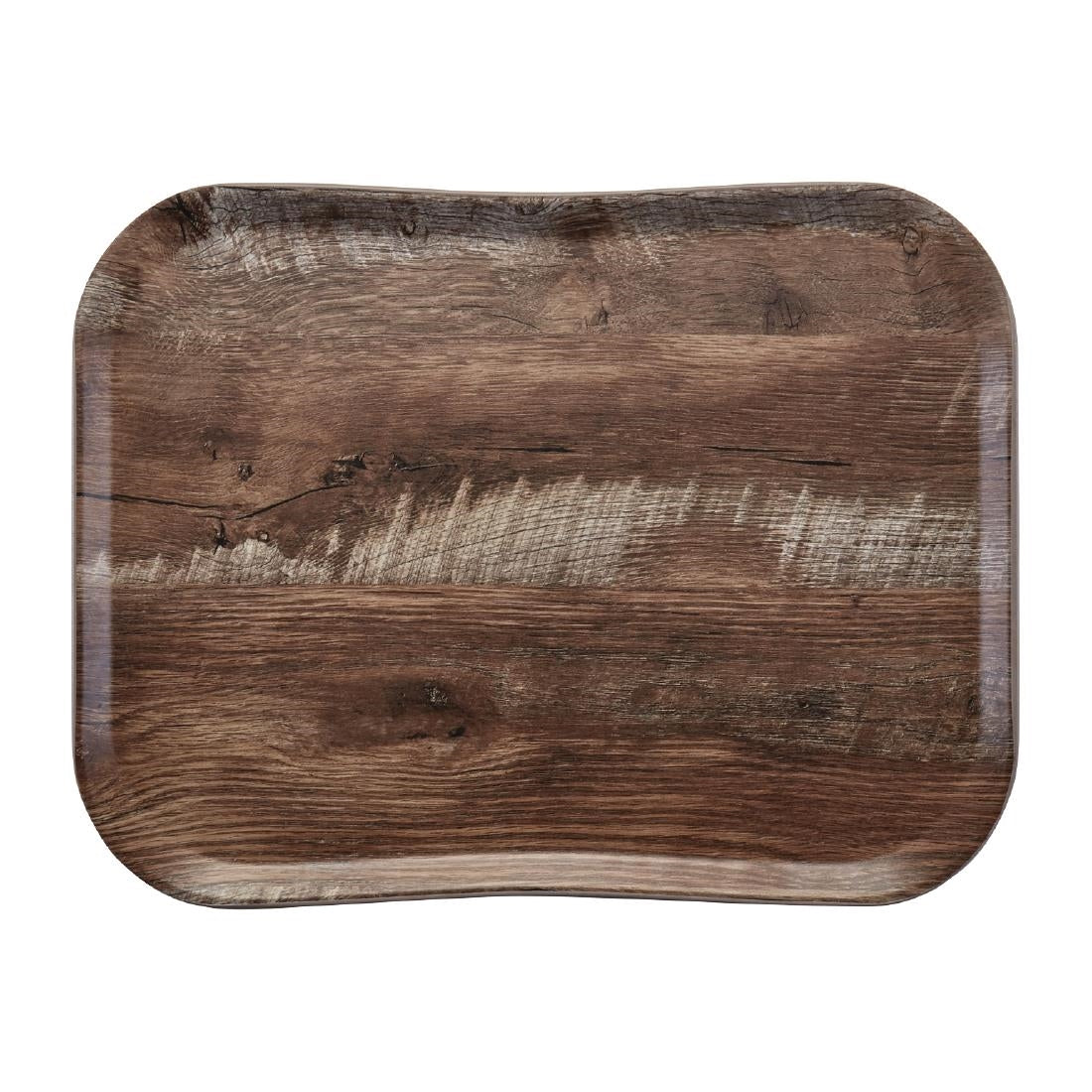 Plateau polyester Century aspect naturel bois Cambro chêne foncé 360 x 460mm — FE488