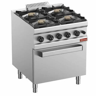 Fourneau gaz 4 feux vifs sur four gaz GN 2/1 - Cuisiniere