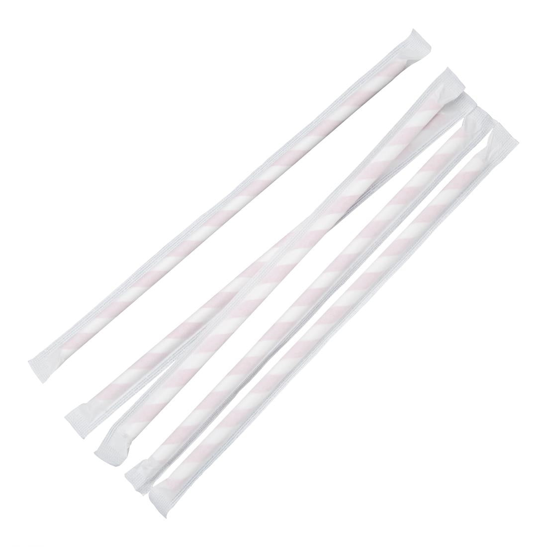 Pailles compostables en papier emballées individuellement Fiesta Compostable à rayures rouges (lot de 250) — FP442