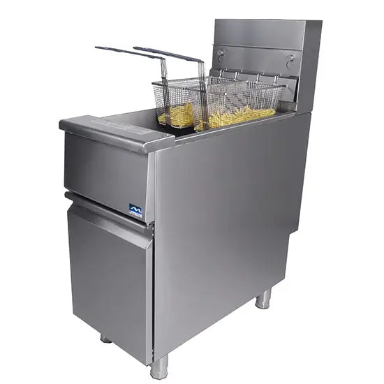 1x 21-liter gas friteuse op voet met deur