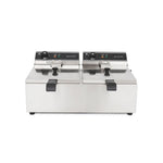 Friteuse électrique professionnelle DynaSteel double cuve 2 x 10 litres 6000 W 230 V