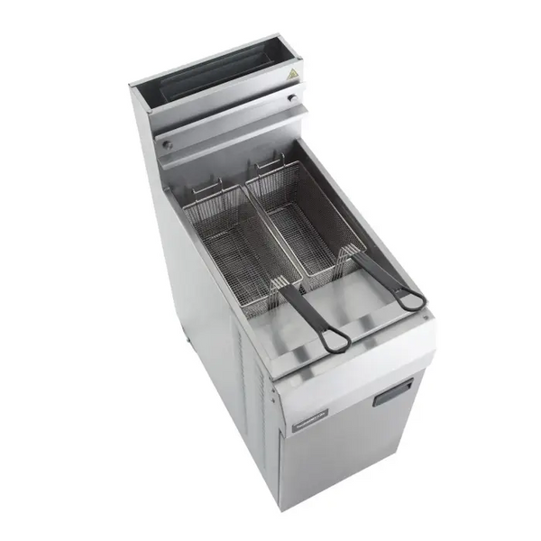 Professionele hoog rendement gasfriteuse 2 manden 1x21 l 27kw