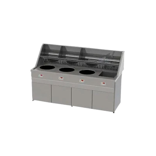 Friteuse gaz - Type Santana -3 cuves rondes et 1 cuve carrée avec aspiration FGS3CVN