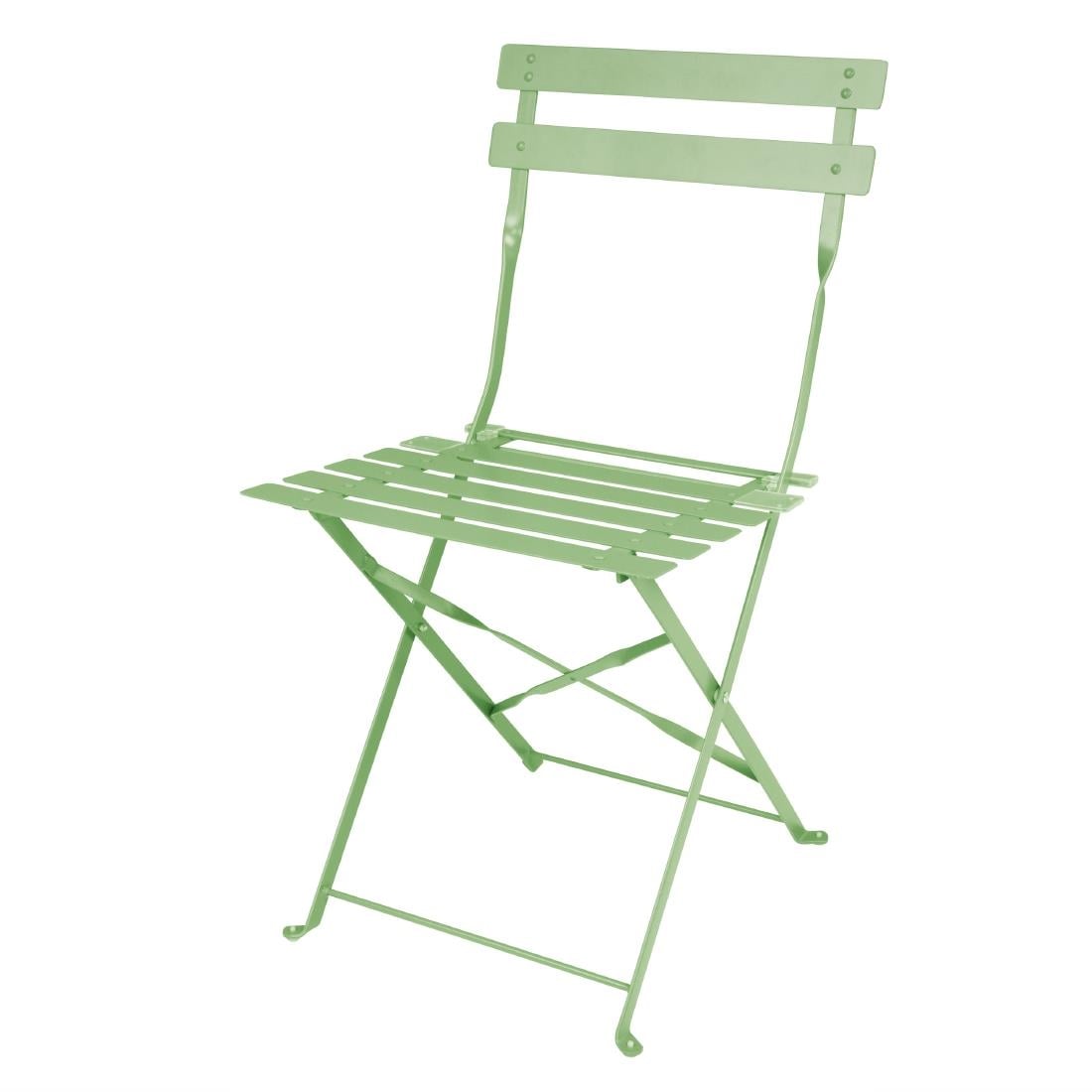 Chaises de terrasse pliantes en acier Bolero vert clair (lot de 2) — FT270
